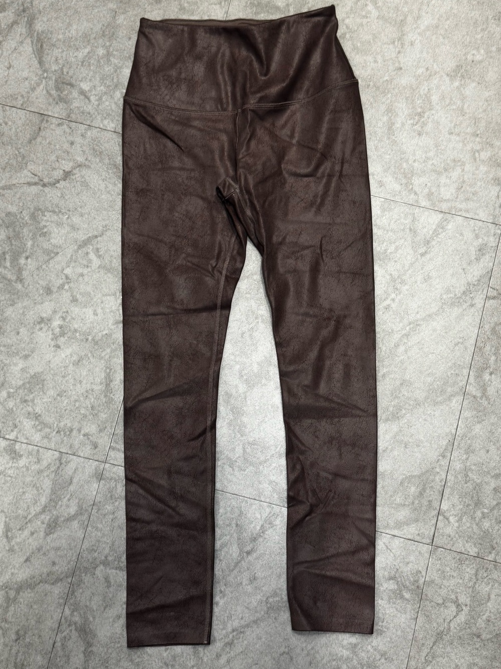 High-Waist Brown Faux-Leather Leggings for Women